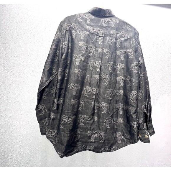 Angelique Made In Heaven Dress Shirt Tiger safari Print Womens unisex size M - Picture 9 of 11